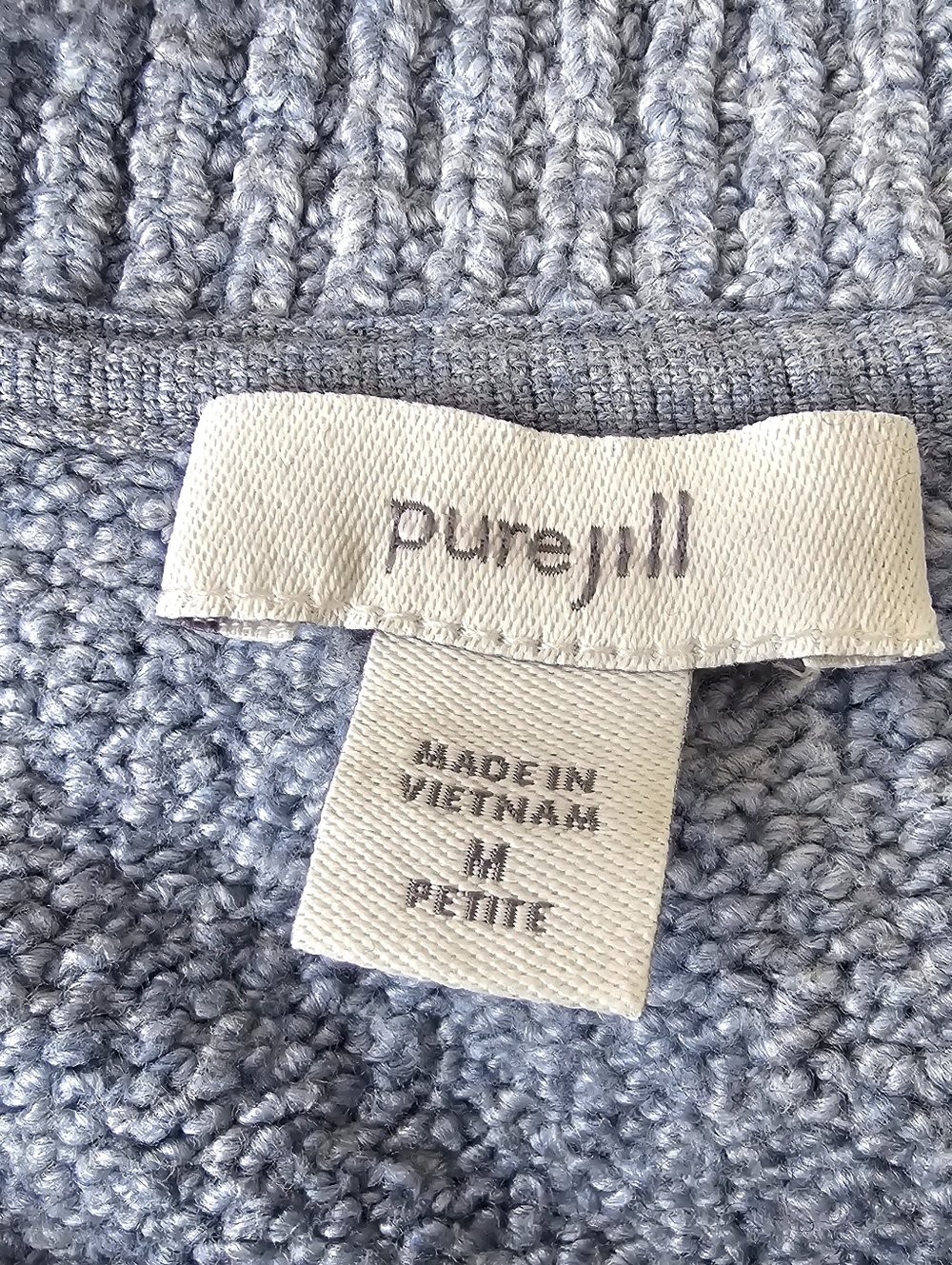 J.Jill Pure Jill Blue Bouclé Knit Sweater Cozy Textured Sweatshirt Pocket PM - Picture 9 of 15